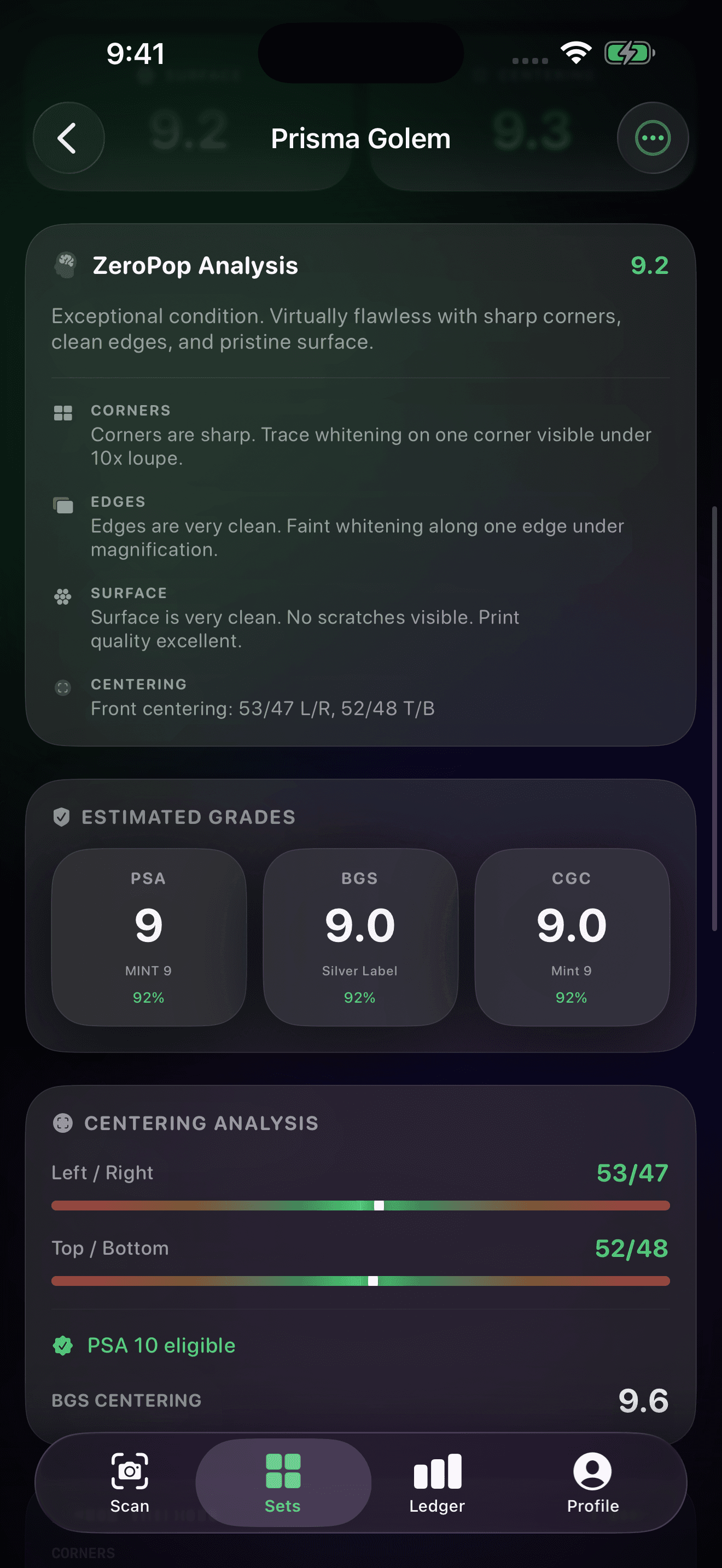 Iron Protocol binder with card grid and grade badges