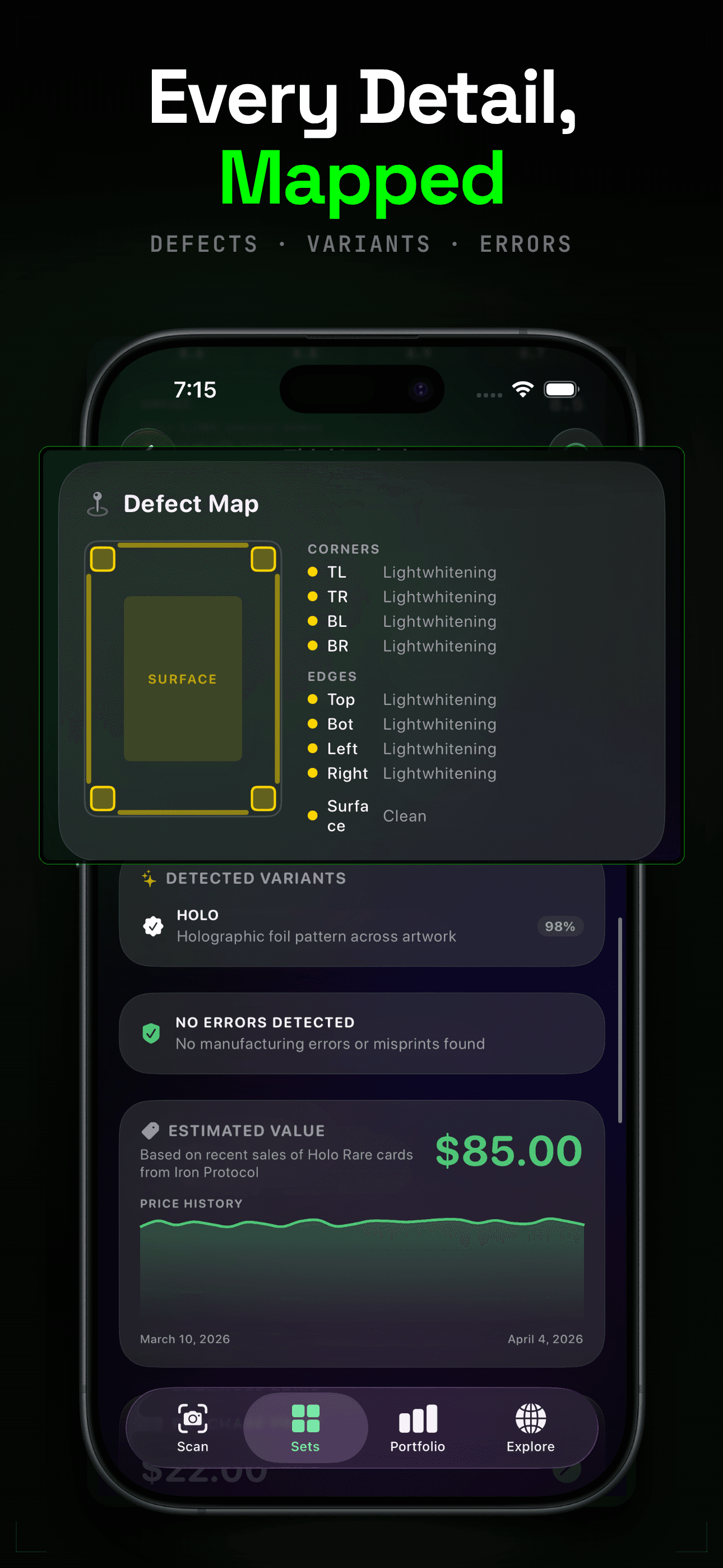Every detail mapped with defect map variants and estimated value