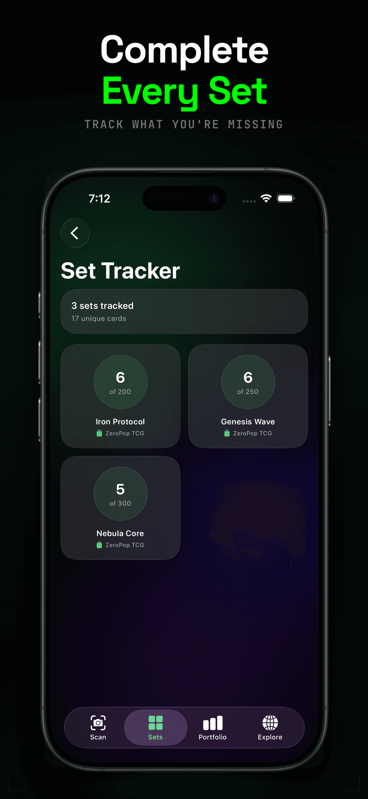 Complete every set and track what you are missing