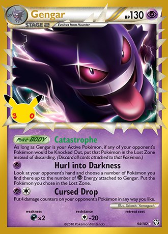 Gengar Prime 94/102 Classic Collection reprint, Pokemon 30th Celebration official card art