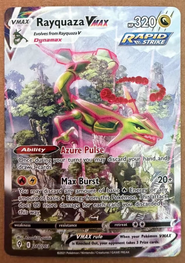 Rayquaza VMAX alternate art 218/203, Evolving Skies