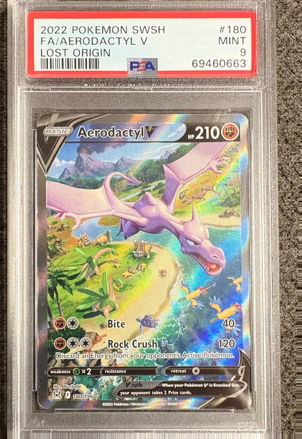 Aerodactyl V alternate full art 180/196, Lost Origin, ZeroPop community scan
