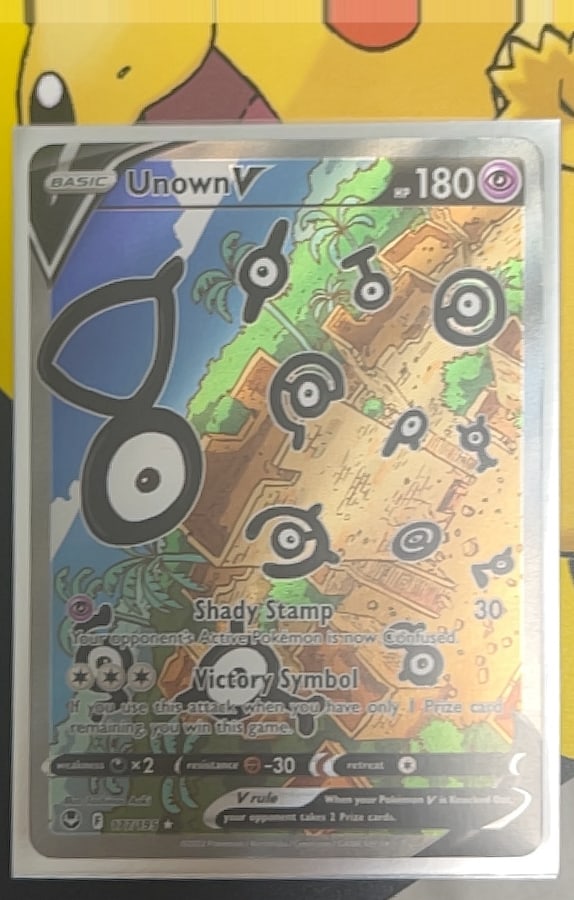 Unown V alternate full art 177/195, Silver Tempest, ZeroPop community scan