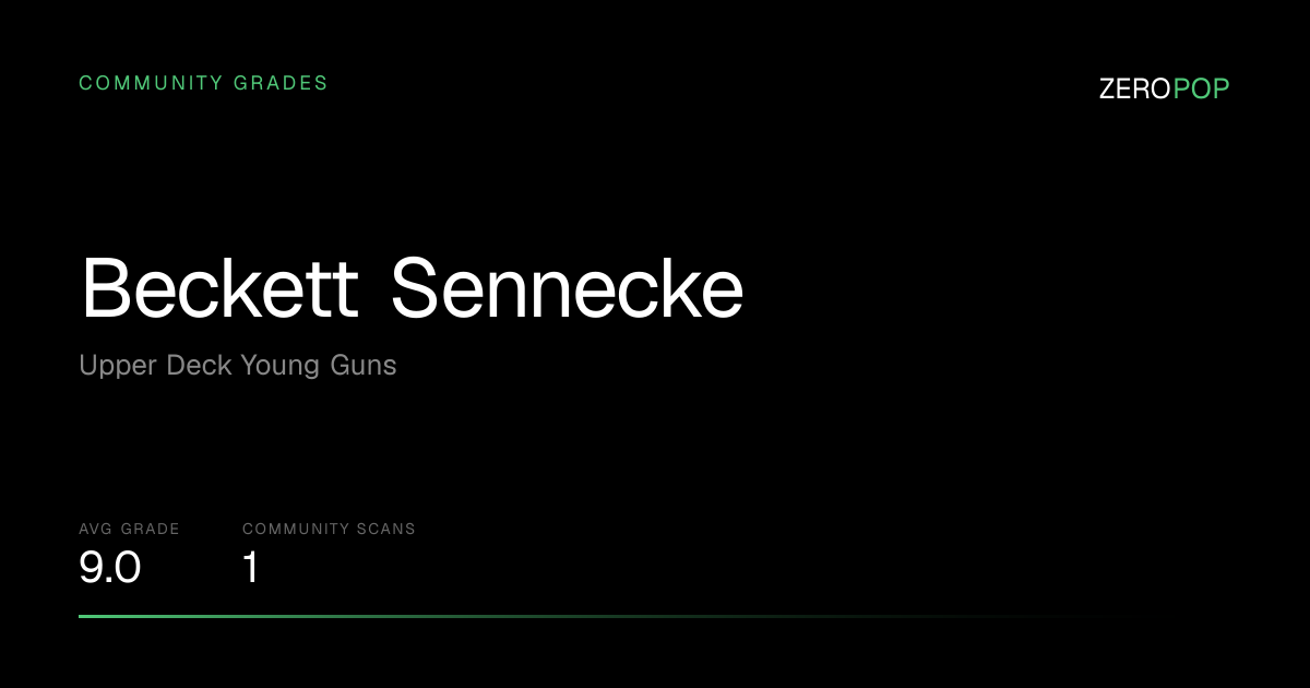 Beckett Sennecke Grades & Value | Upper Deck Young Guns